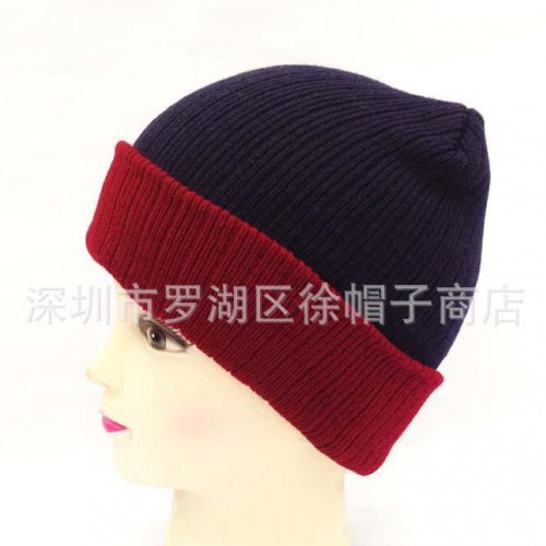 新款韩版男士提花毛线帽子 冬季时尚针织帽 男女帽 毛线帽子