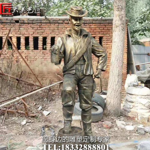 大美艺匠西方人物喝酒雕塑牛仔喝啤酒雕塑玻璃钢人物广场园林景观摆件雕塑图2