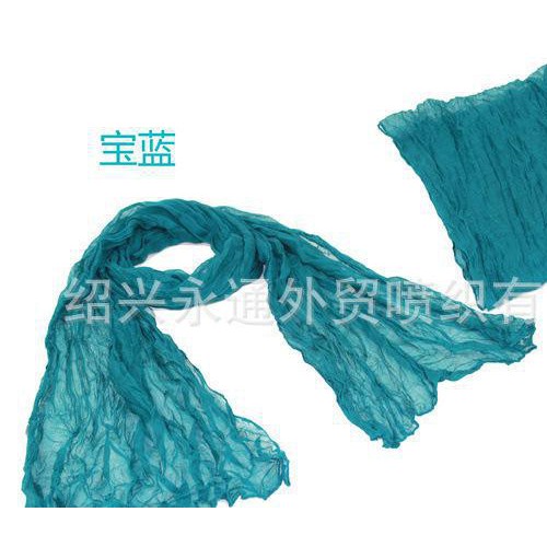 工厂定做巴里纱染色围巾 压皱围巾图1
