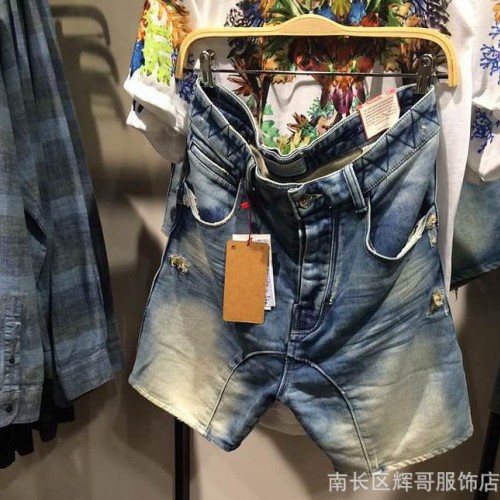 强货 夏季z家男士牛仔短裤 水洗做旧磨破 时尚针织牛仔裤 短图1