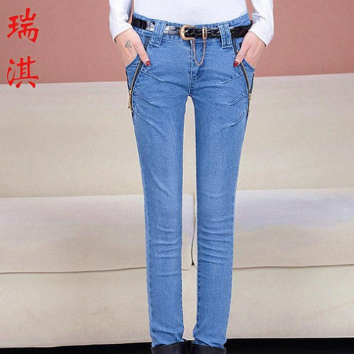 ,2014新款女装 女式牛仔长裤 韩版修身显瘦牛仔裤 批发 牛仔裤 女图2