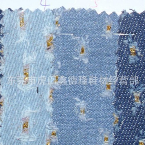 HB065冲孔烂花金银葱牛仔布图1