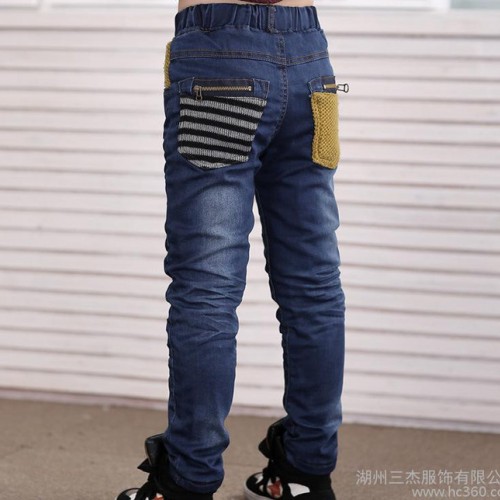 冬款儿童牛仔裤加厚男童牛仔裤加绒韩版中大童裤韩版加绒长裤批发图2