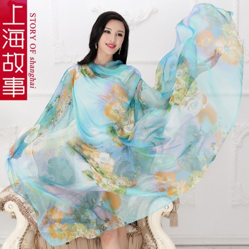 寇琦 夏季丝巾 围巾女防晒 长款大丝巾围巾女披肩两用春秋韩版丝巾 **图7