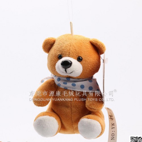 卡通毛绒玩具熊 T/C白底蓝点卡通围巾毛绒熊玩具小吊饰图1