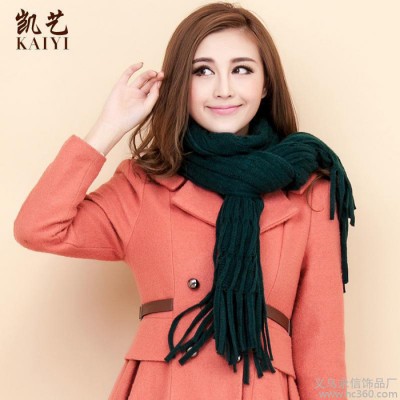 新款秋冬韩版女式两用围巾纯色镂空超长流苏披肩**WJ027