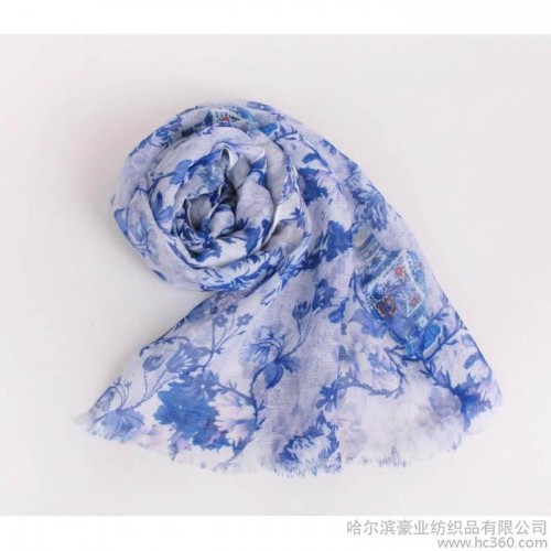 麦瑞琳 亚麻喷绘 围巾 健康 舒适图2