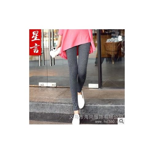 供应星言90193两侧带钻裤2013时尚打底裤批发 韩版百搭新款九分裤 潮女裤图1