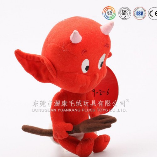 创意新款手拿刀叉毛绒玩具红色精灵玩具 卡通毛绒裤衩精灵公仔图2