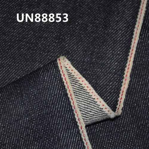 UN88853 全棉右斜红边牛仔布 32/33 14.oz （蓝牛红白边）