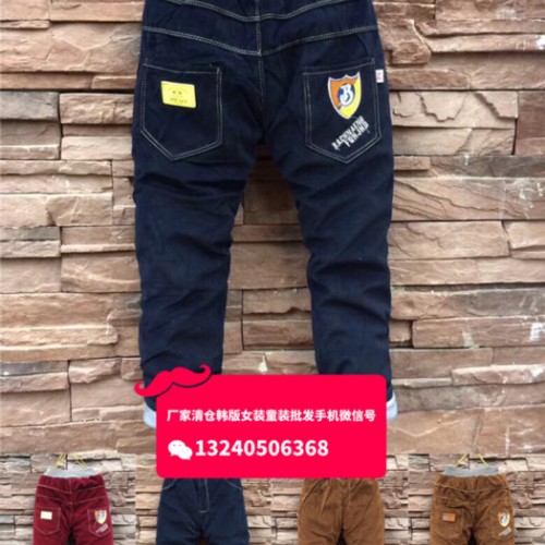 河南郑州童装批发**中小童加绒加厚童装棉裤批发3-7岁加绒加厚童装不倒绒裤子批发图7