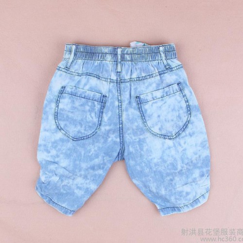 品牌童装 夏季新款韩版中大童水洗牛仔中裤5分裤 童装混批图1