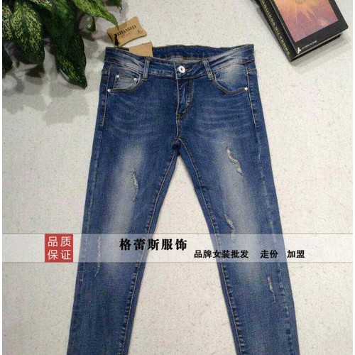 春秋冬装16新款韩版修身长袖破洞情侣外套牛仔衣裤图8