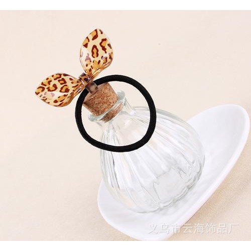 韩版头饰 豹纹发圈压克力发饰品可爱兔子耳朵蝴蝶结发绳图2