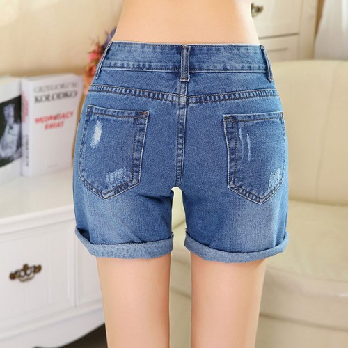 女牛仔短裤韩版高腰提臀显瘦翻边三分热裤 和信服饰图1