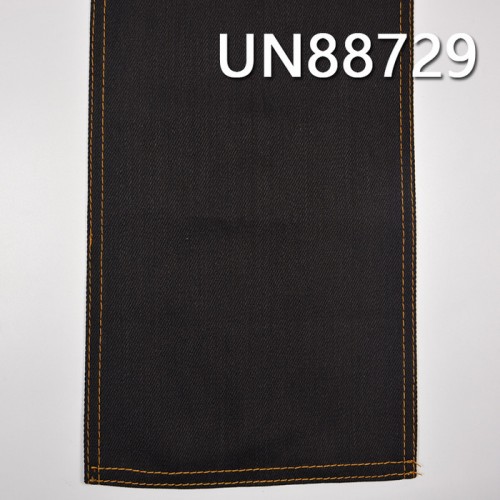 UN88729 100%棉竹節黑经黑纬右斜牛仔布 57/58 11oz 黑牛图1