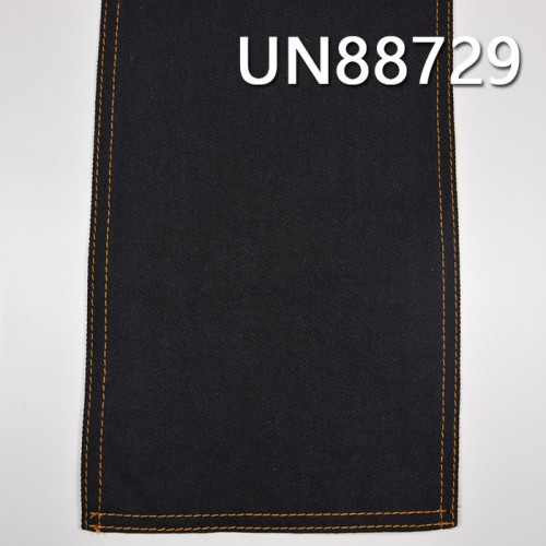 UN88729 100%棉竹節黑经黑纬右斜牛仔布 57/58 11oz 黑牛图2