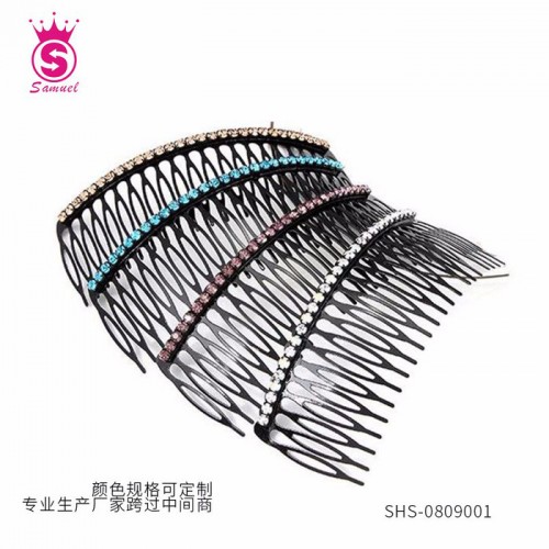 韩国水钻头饰插梳刘海发箍盘发器带齿发梳烤漆水钻发饰梳子别头发卡发梳图3
