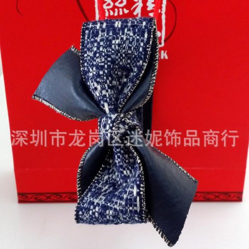 秋冬新款韩版头饰 欧美时尚潮流大气蝴蝶结皮艺头箍头扣图1