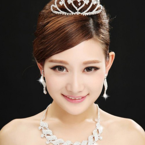 新娘饰品水钻项链耳环皇冠头饰三件套装婚纱礼服配件结婚配饰图3