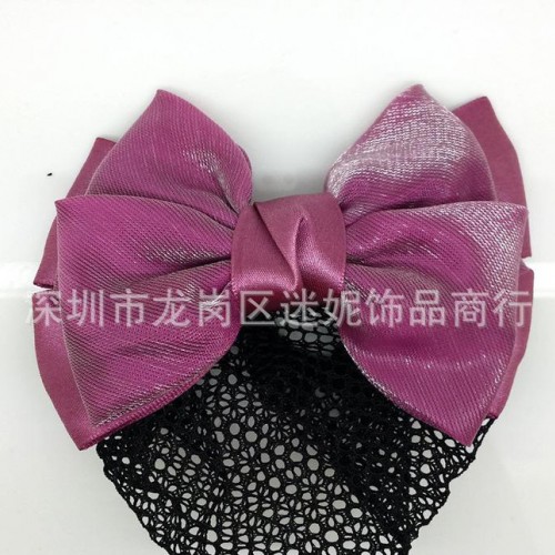 韩版盘发头饰银行酒店空姐或服务业用布艺蝴蝶结职业网花图1
