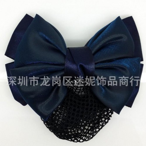 韩版盘发头饰银行酒店空姐或服务业用布艺蝴蝶结职业网花图2