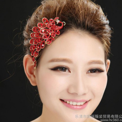 新娘头饰项链耳环皇冠三件套**凤凰奢华套装婚纱礼服配饰图2