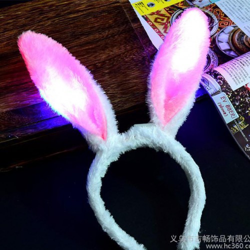 圣诞节发光兔耳朵发箍闪光兔子头饰兔美人发箍演唱会聚会道具图3