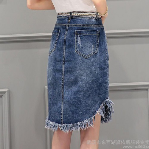 连衣裙夏 中长款2016新品女装短袖蕾丝衫套装裙修身半身牛仔图3