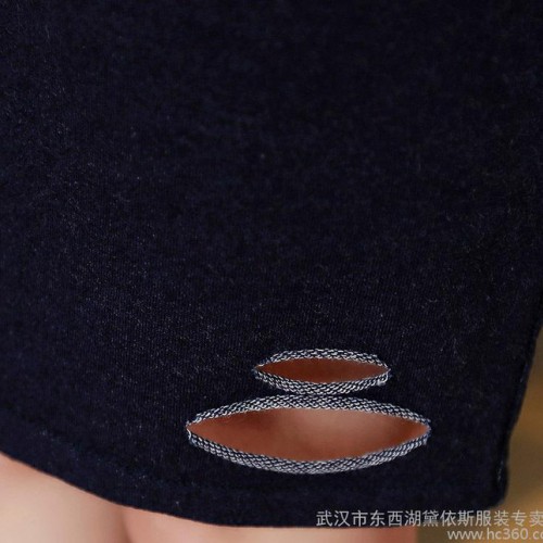 牛仔弹力半身裙2016韩版修身破洞大码短裙女夏松紧包臀一步裙图1