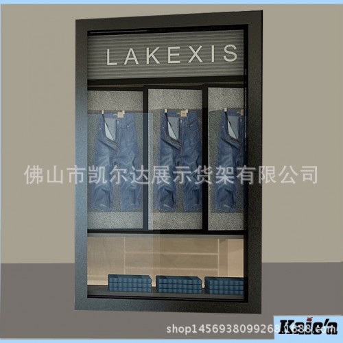 凯尔达牛仔展示高柜 实木烤漆展架 铁木结合 欧式简约鞋中岛图5