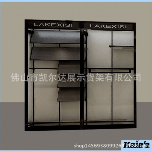 凯尔达牛仔展示高柜 实木烤漆展架 铁木结合 欧式简约鞋中岛图4