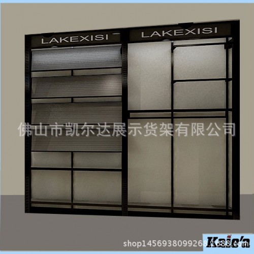 凯尔达牛仔展示高柜 实木烤漆展架 铁木结合 欧式简约鞋中岛图3
