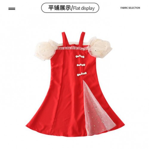 夏季女童旗袍吊带裙 甜美可爱 童装批发 价格优惠 欢迎咨询图2