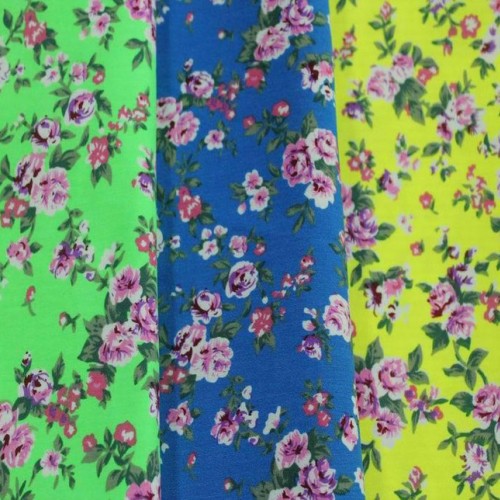 卓西弹力贡缎印花布 活性印花牡丹图鞋服用布 直销图3