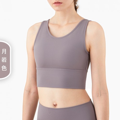2021新款欧美全包裹时尚背心式运动文胸 深U美背防震聚拢健身内衣健身服厂家批发图3