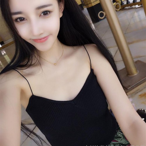 女士吊带背心批发 修身显瘦V领细吊带针织外穿背心  打底背心批发图2
