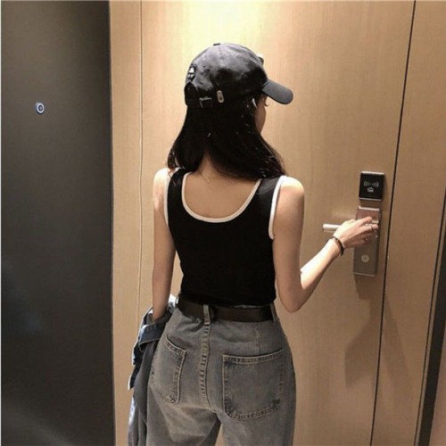 包邮清仓背心女夏季韩版飞机刺绣吊带无袖显瘦打底衫ins上衣图5