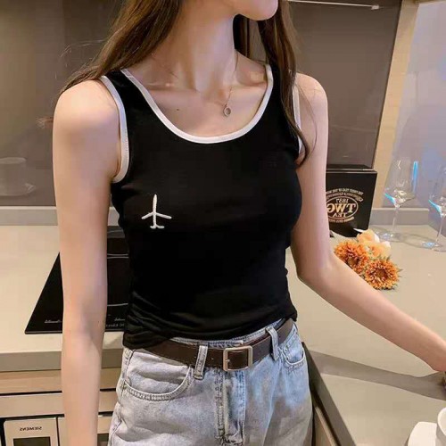 包邮清仓背心女夏季韩版飞机刺绣吊带无袖显瘦打底衫ins上衣图4