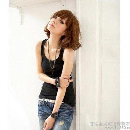 低价女士全棉工字型背心百搭小背心 细罗纹全棉女式背心图2
