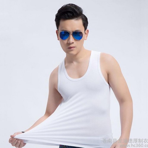 特价男士莫代尔背心高弹力紧身运动夏季打底衫背心图2