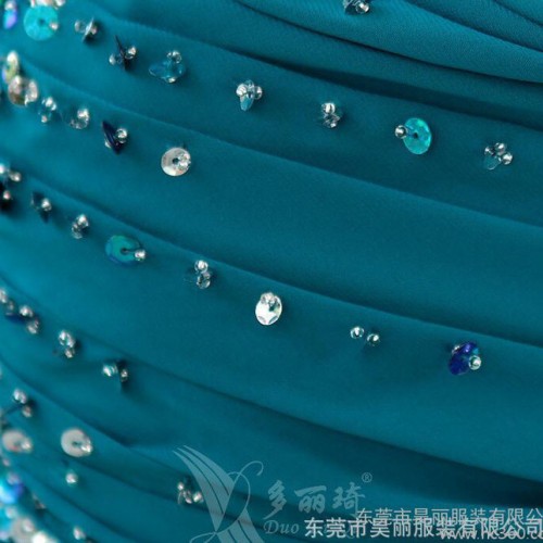 多丽琦宝蓝色吊带双肩晚礼服30627  宴会舞会派对露背礼服批发图2