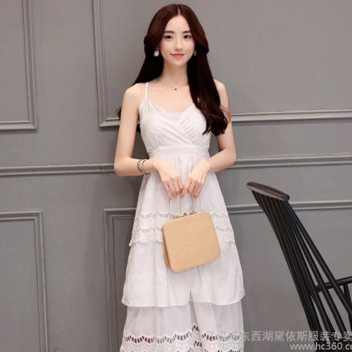 名媛气质修身中长款礼服吊带连衣裙2016新款夏装女装夏季蛋糕图3