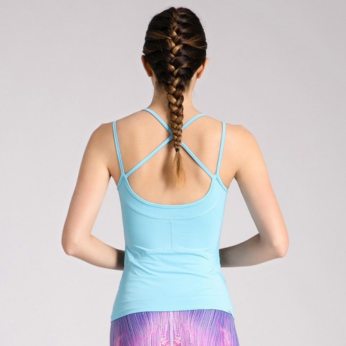 妃诗语 运动瑜伽背心2017夏季新款瑜伽服背心跑步健身运动上衣小清晰修身女背心