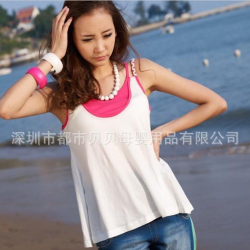 唐绵 夏装 纯棉双吊带时尚孕妇上衣17284  孕妇装图2