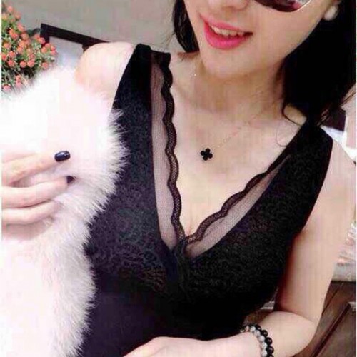 秋冬款无缝瘦身衣深V大蕾丝领美体塑身背心时尚百搭韩版背心女士图1