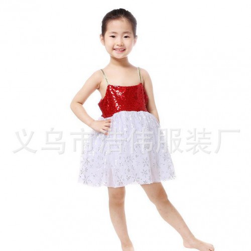 圣诞节日款女童亮片雪花吊带连衣裙 欧美外贸原单party公主裙图3