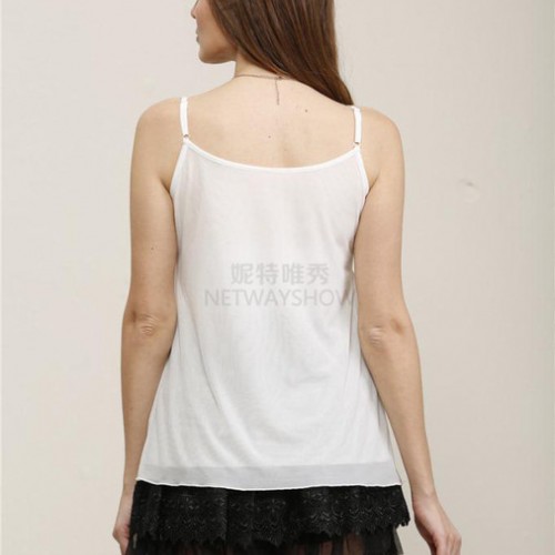 2015夏款 网纱小花手工珠吊带背心 性感时尚百搭纯色女打底图3