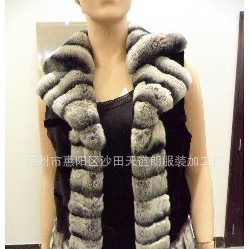 獭兔毛领水貂皮草外套 兔毛领水貂背心 皮毛背心 242