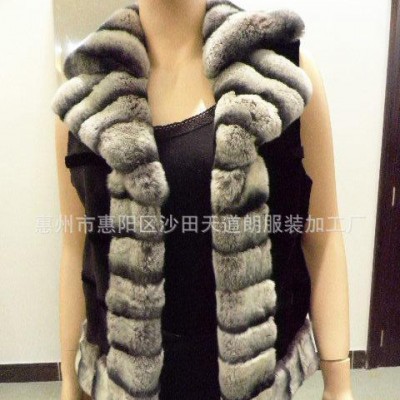 獭兔毛领水貂皮草外套 兔毛领水貂背心 皮毛背心 242
